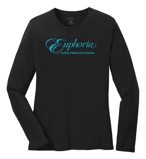 EUPHORIA Ladies Long Sleeve Core Cotton Tee - Black