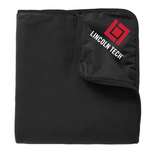 Fleece & Poly Travel Blanket - Black/Black