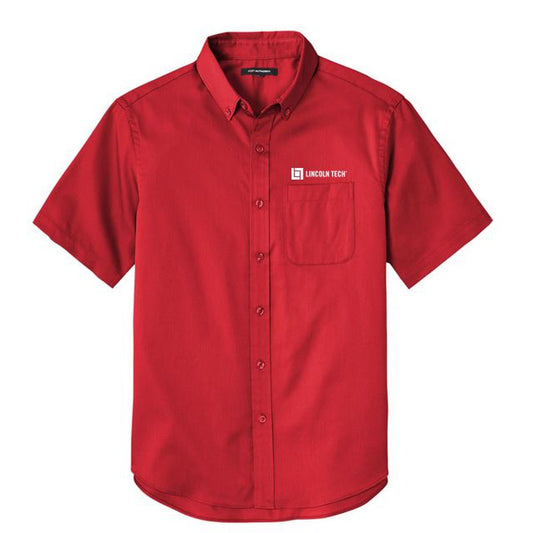 LINCOLN TECH MEN'S Short Sleeve SuperPro React™ Twill Shirt - Rich Red