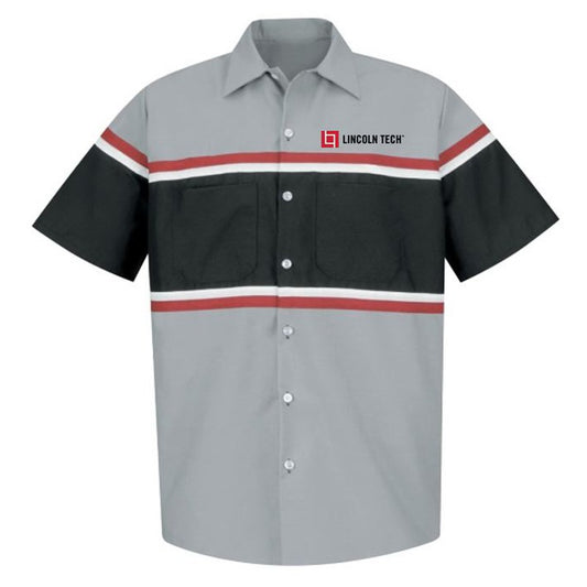 Red Kap® Short Sleeve Performance Technician Shirt - Gray-Black-Red-White